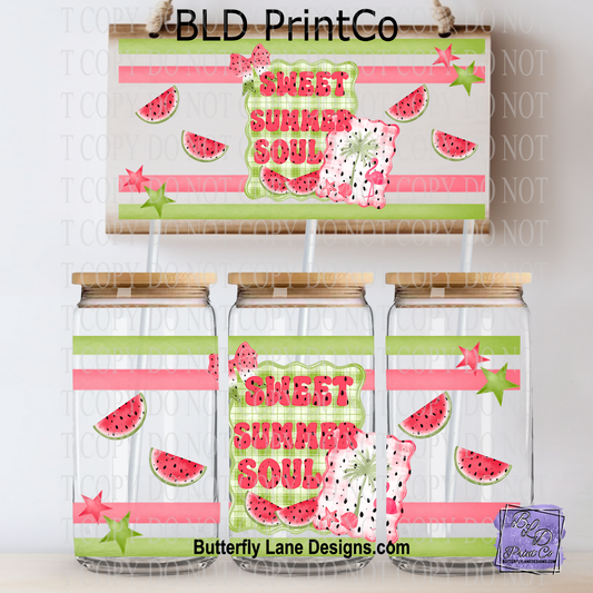 Sweet Summer Soul | Watermelon Fruit Slices Pink and Green Pattern | L980