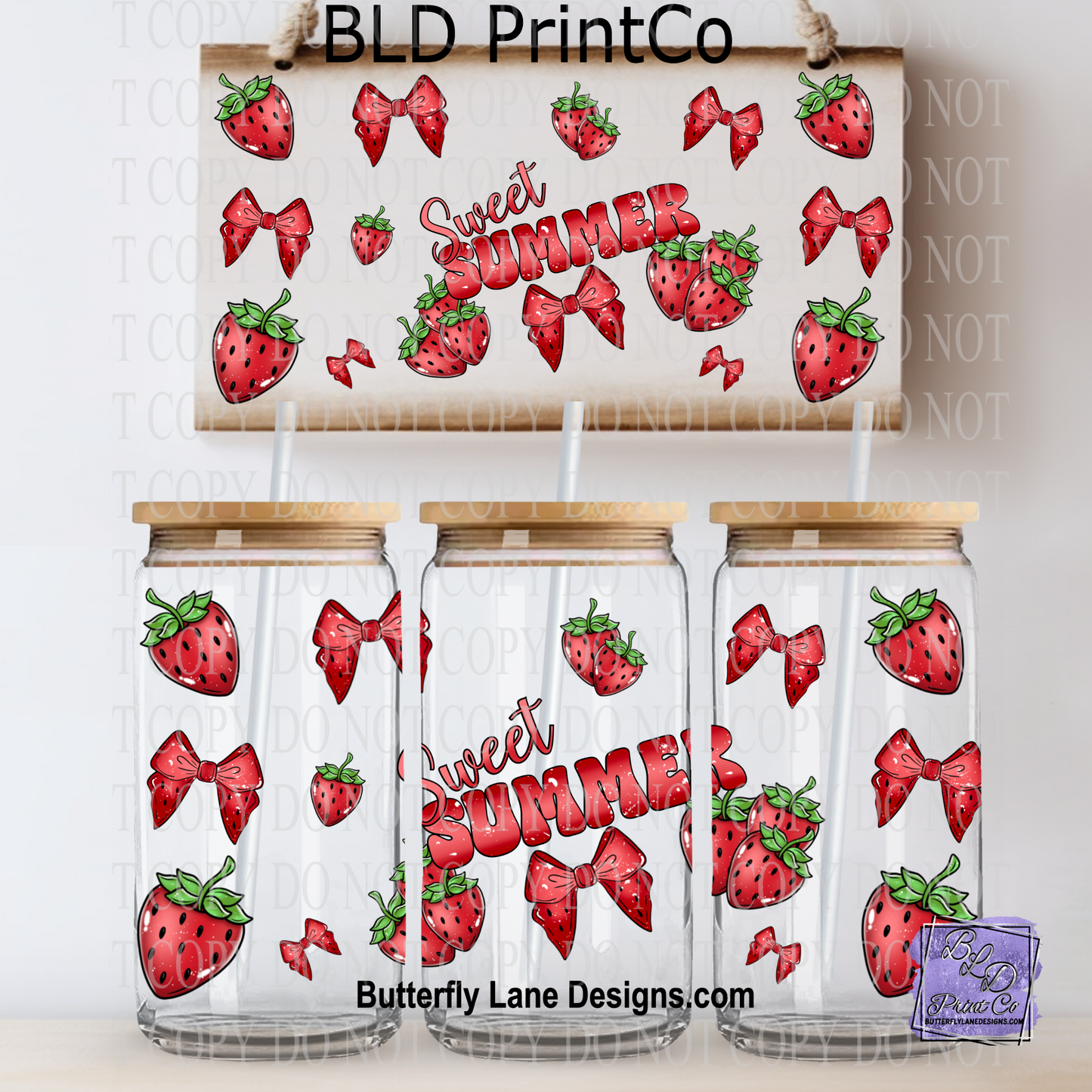 Sweet Summer | Hand drawn Strawberries & Red Bows | L985