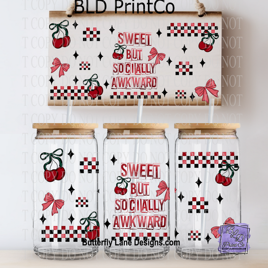 Sweet But Socially Awkward | Cherries, Bows & Red Checkered Patterns | L986
