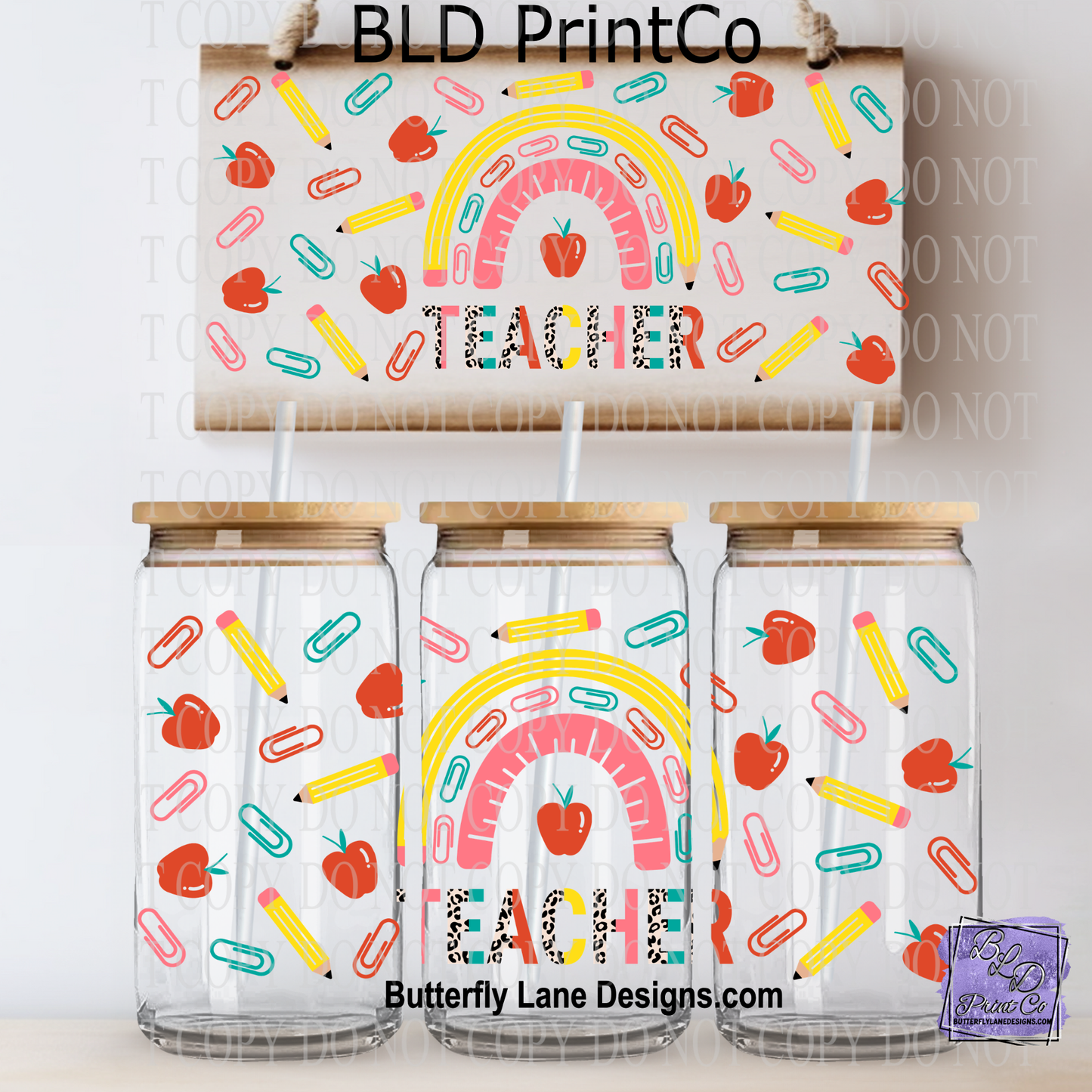 Teacher Rainbow | Pencil & Apple Aesthetic | L994