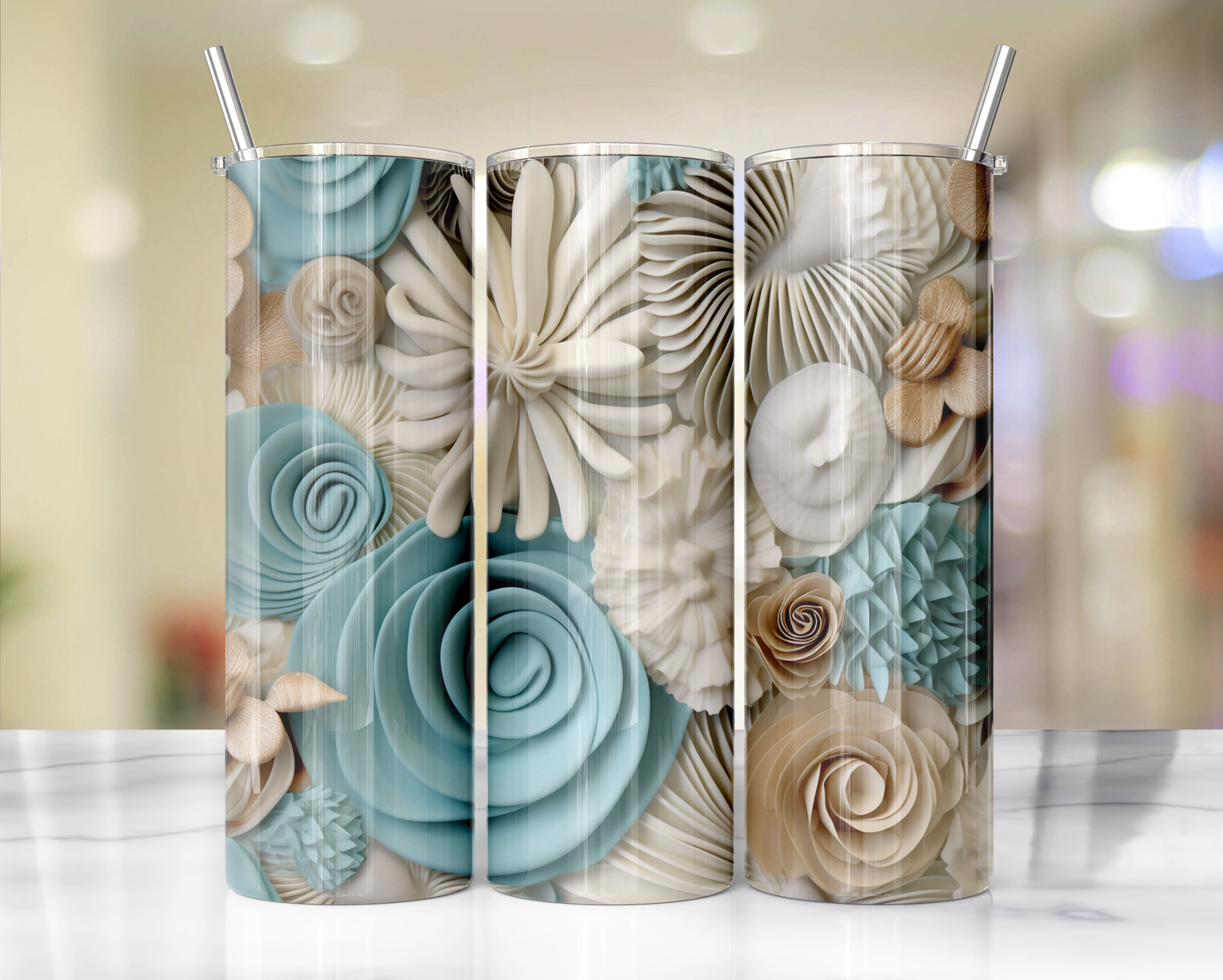 3D effect- Floral 4 : Tumbler wrap