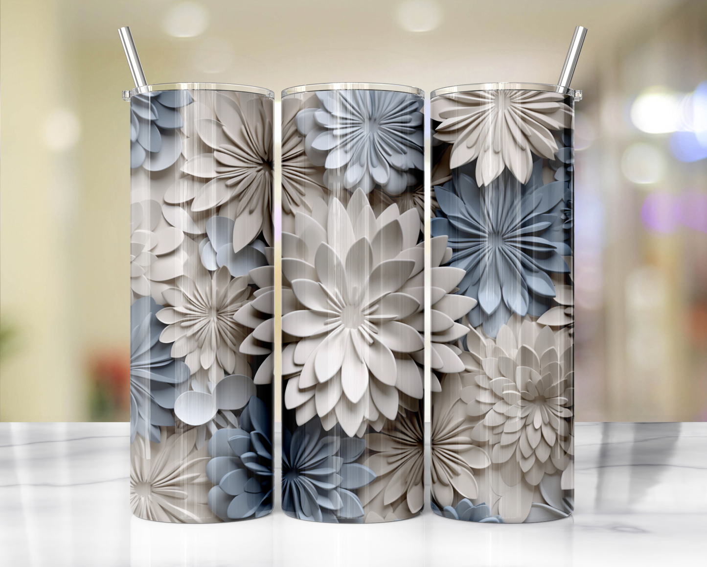 3D effect- Floral 6 : Tumbler wrap