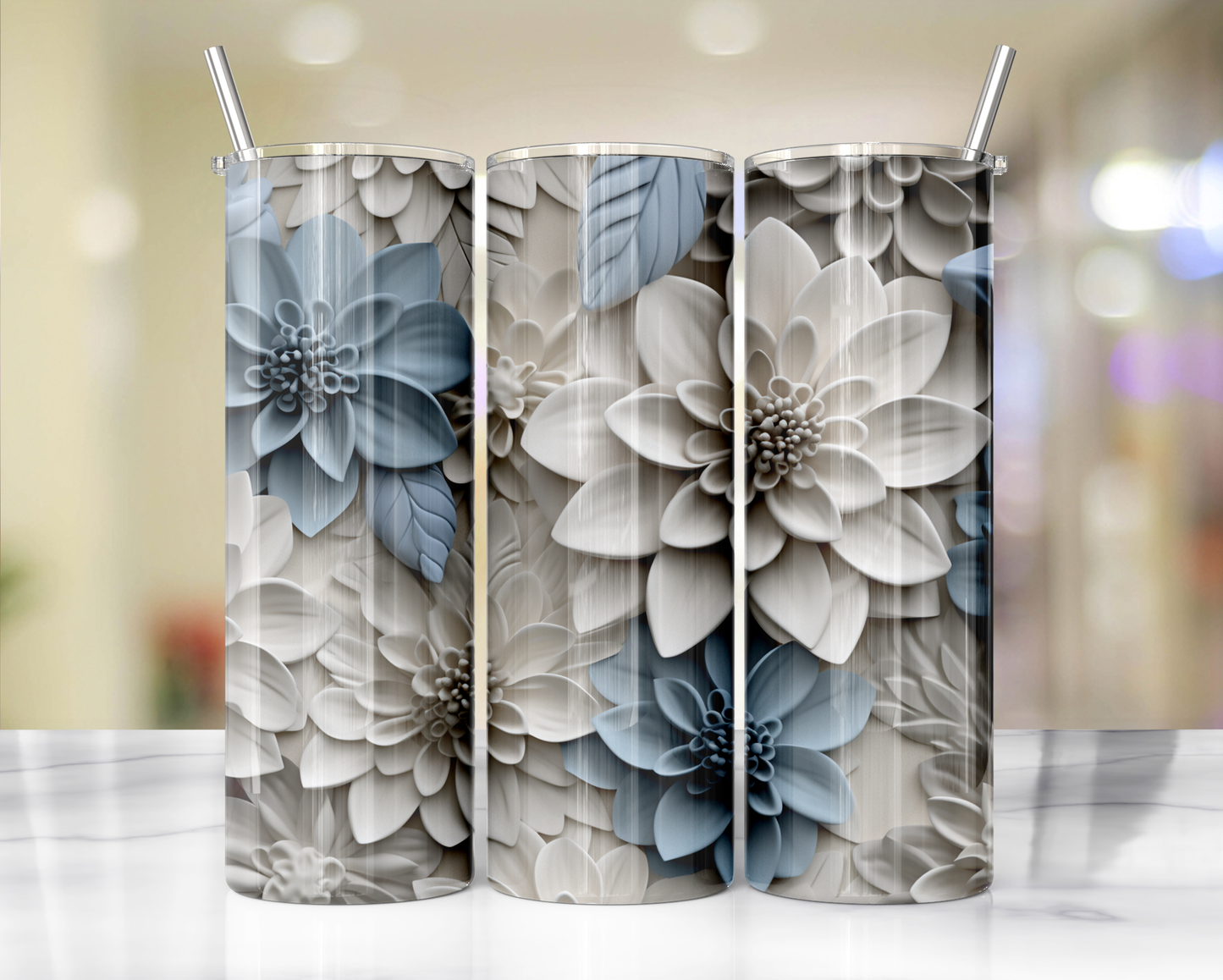 3D effect- Floral 7 : Tumbler wrap