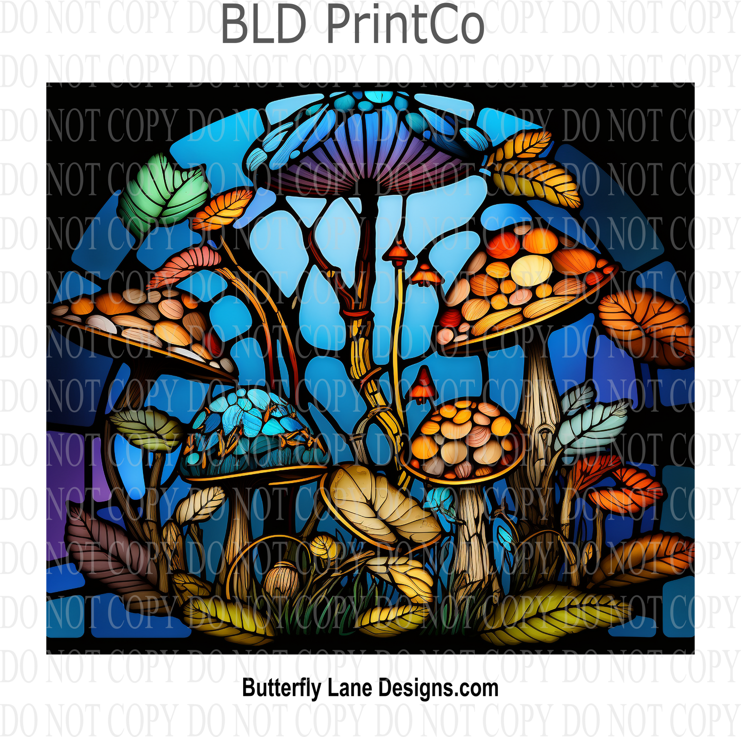 Mushrooms- stained glass effect : Tumbler wrap W43