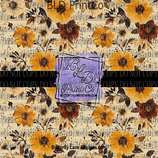 Music Sheet florals PV 1076 ::  Patterned Vinyl