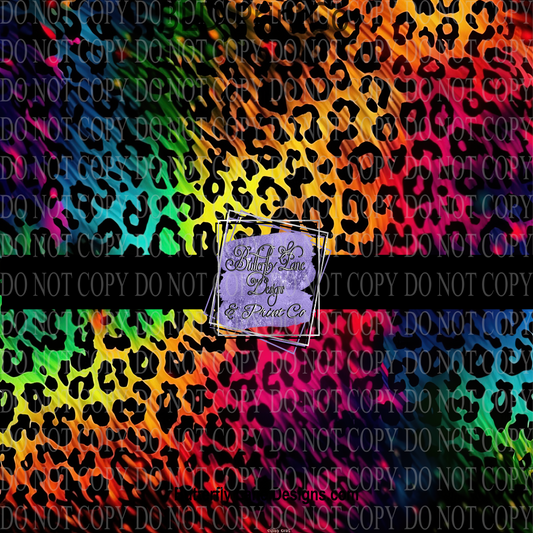 Neon Rainbow Leopard print 1  PV636 M-   Patterned Vinyl