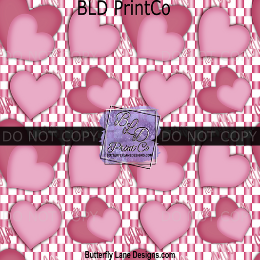 Hearts and hearts Light pink and white checkered BPV0012 - BLD Exclusive