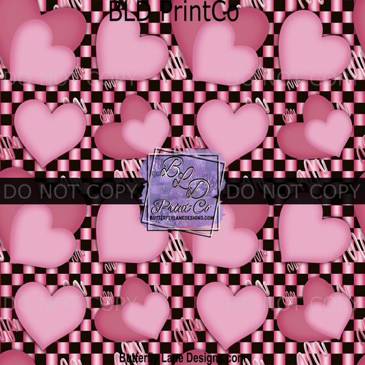 Hearts and hearts pink and black checkered BPV013 - BLD Exclusive