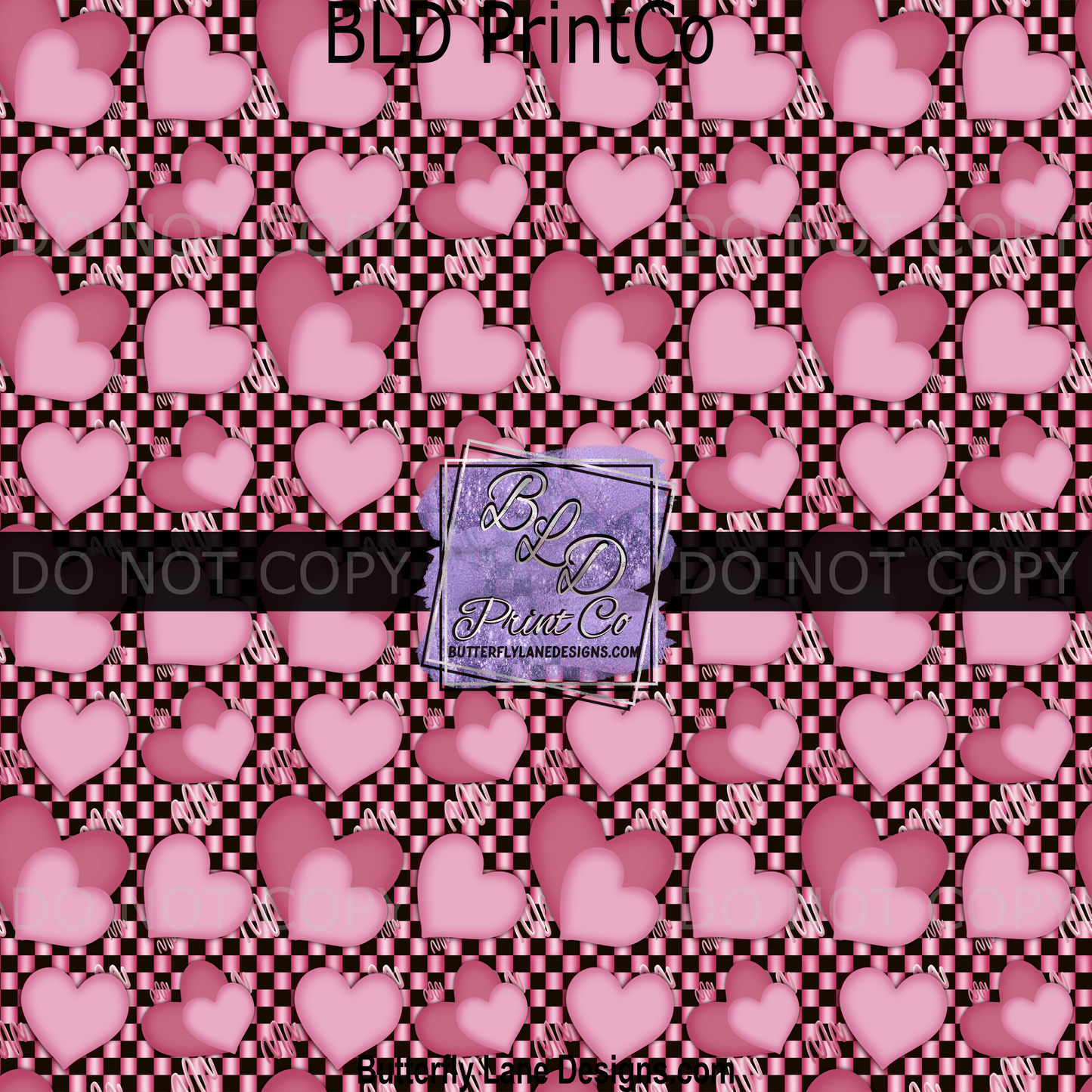 Hearts and hearts pink and black checkered BPV013 - BLD Exclusive