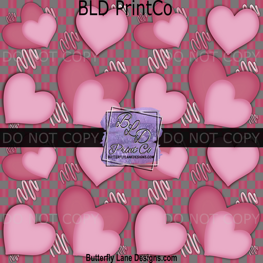 Hearts and hearts-Pink and grey checkered BPV0015 - BLD Exclusive