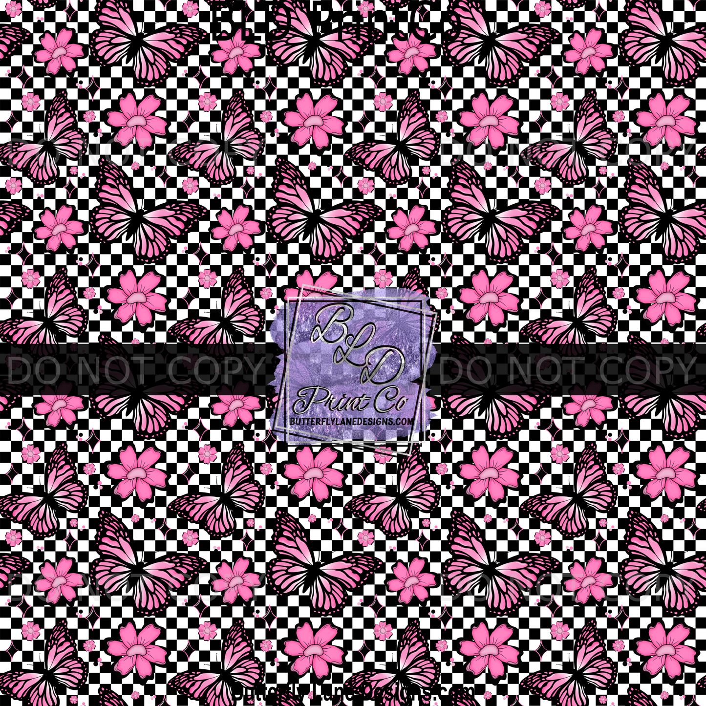 Hot Pink and Checkered Butterflies and florals- BPV0016 - BLD Exclusive