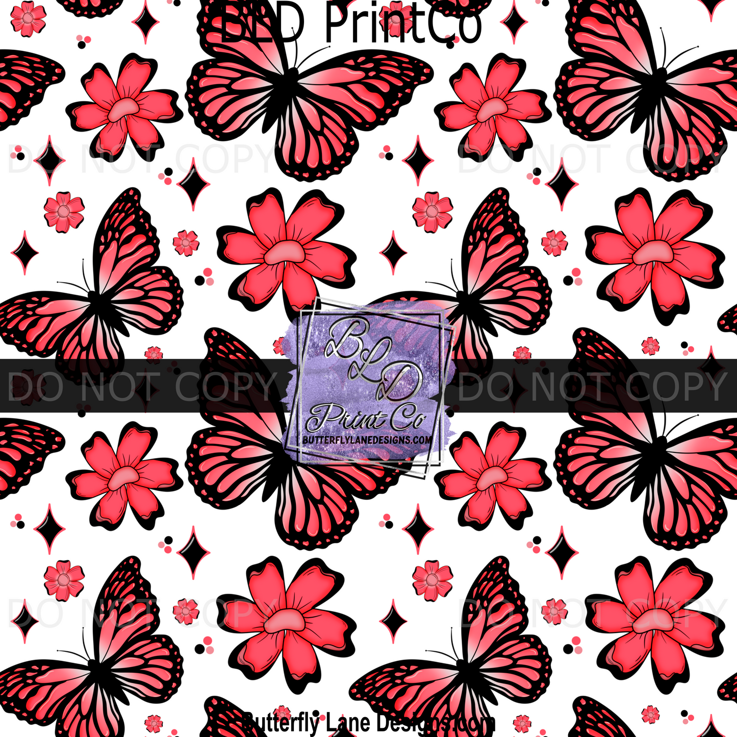 Bright Red Butterflies and florals- BPV0020- BLD Exclusive