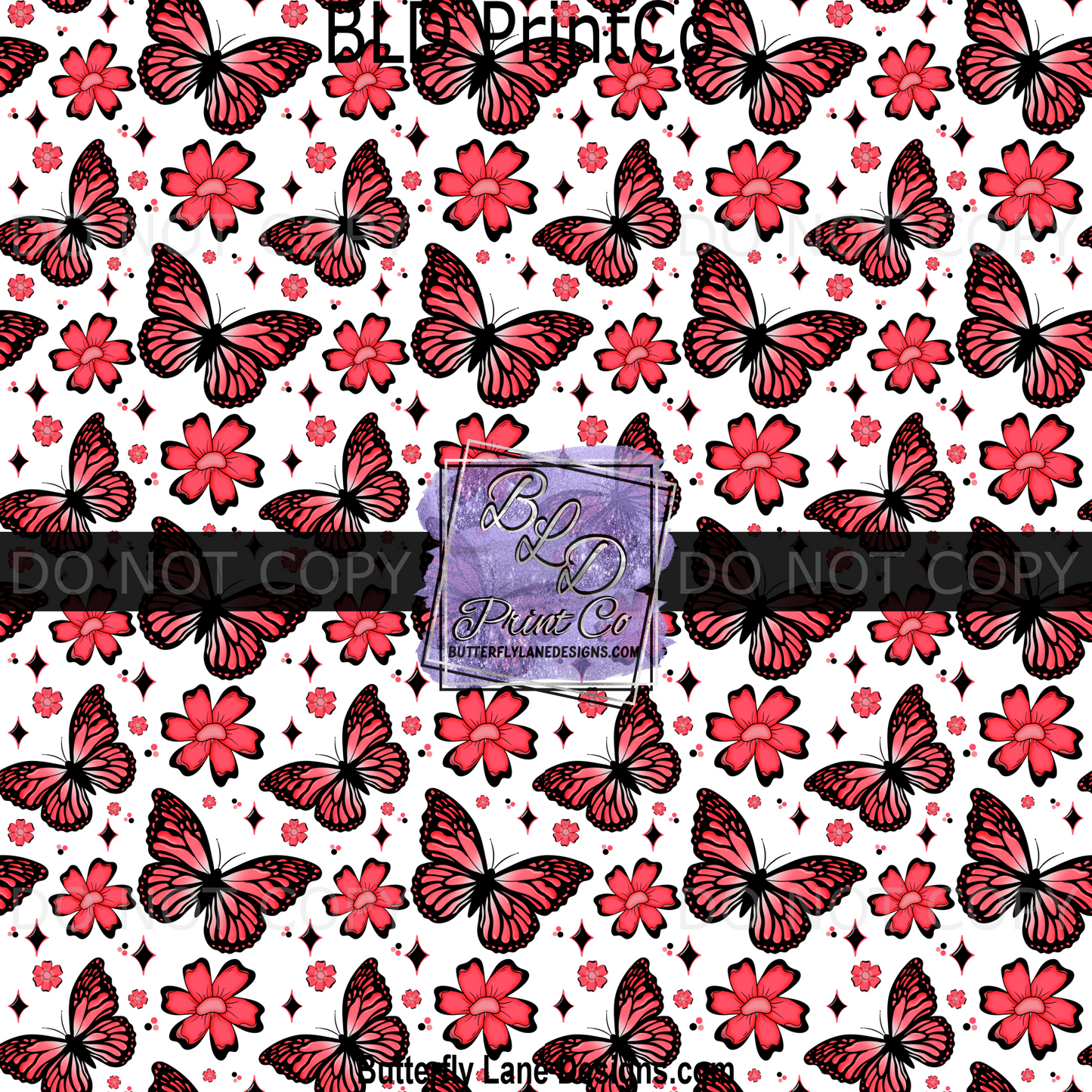 Bright Red Butterflies and florals- BPV0020- BLD Exclusive