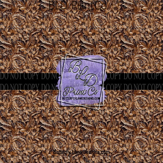 Brown Tooled Leather - PV 1008   Patterned Vinyl