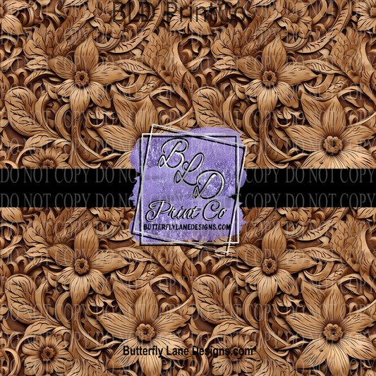 Brown Tooled Leather - PV 1010   Patterned Vinyl