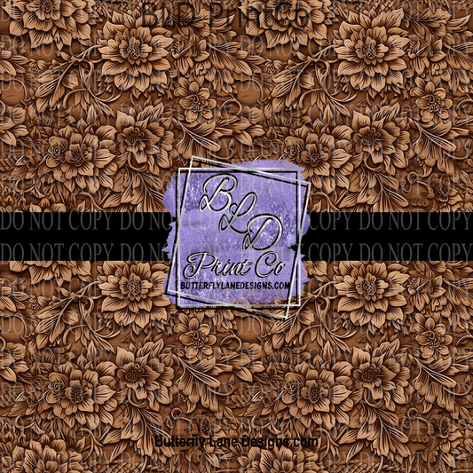 Brown Tooled Leather - PV 1011   Patterned Vinyl
