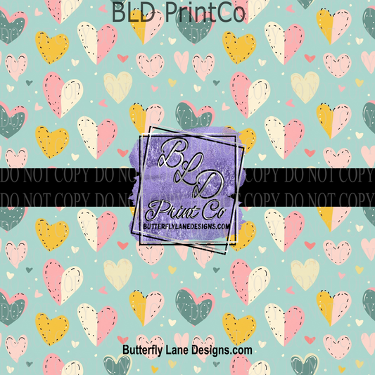 Boho Style Hearts PV 1023  Patterned Vinyl