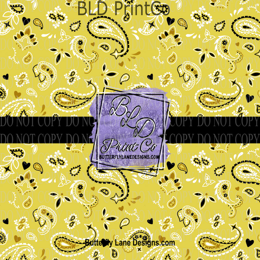 Yellow Paisley- Bandana - PV 1033   Patterned Vinyl