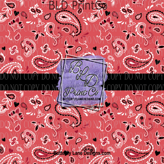 Red Paisley- Bandana - PV 1034   Patterned Vinyl