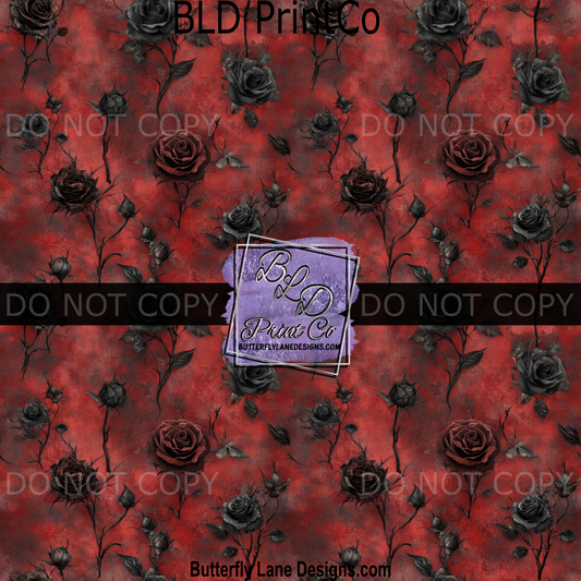 PV1822 Gothic Dark burgundy and black Roses