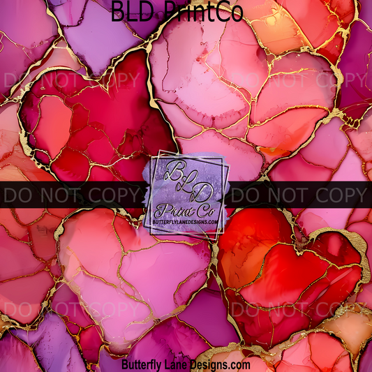 PV1850 Alcohol Inks hearts- Stained glass effect