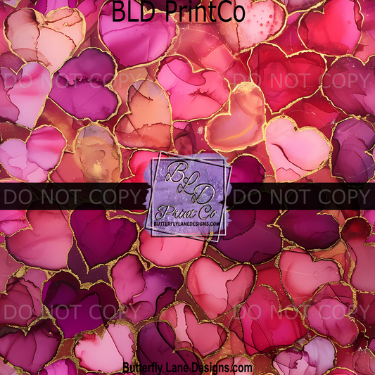 PV1852 Alcohol Inks hearts- Stained glass effect