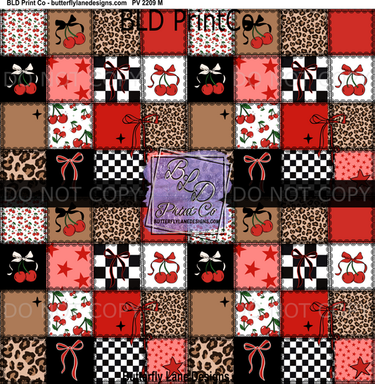 Cherry Checkered leopard print patchwork PV 2209