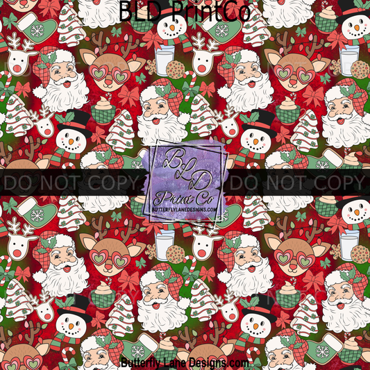 PV 2252 Christmas Elements-Santa -trees-deer-cakes