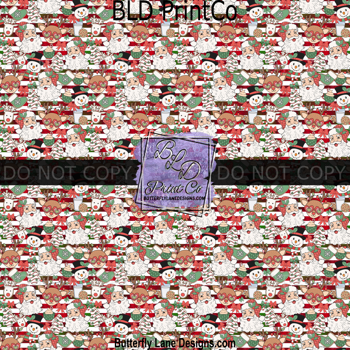 PV 2253 Christmas Elements-Santa -trees-deer-cakes with stripes