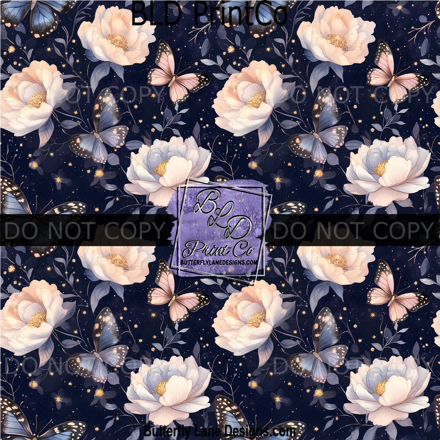PV 2290 Midnight flowers with butterfly