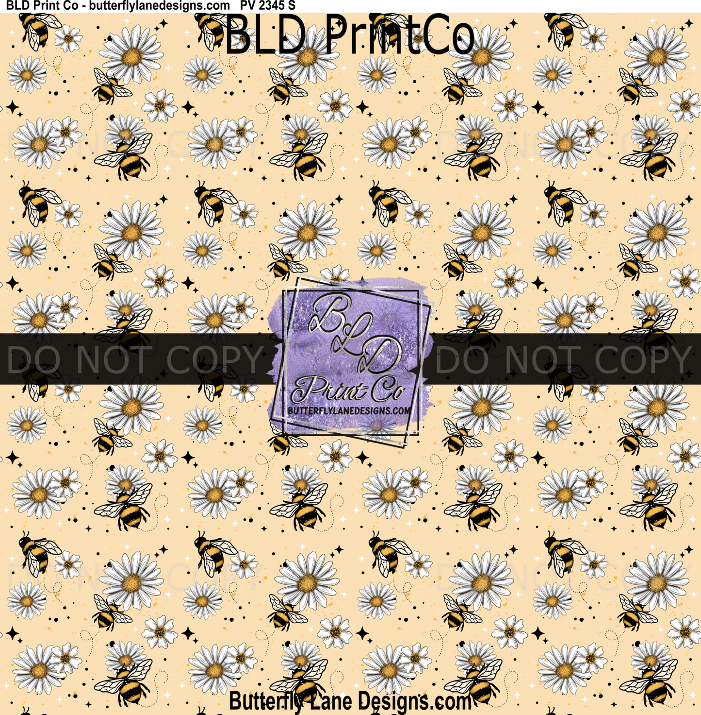 Daisy & Bumblebee Honey Yellow Seamless Design PV 2345