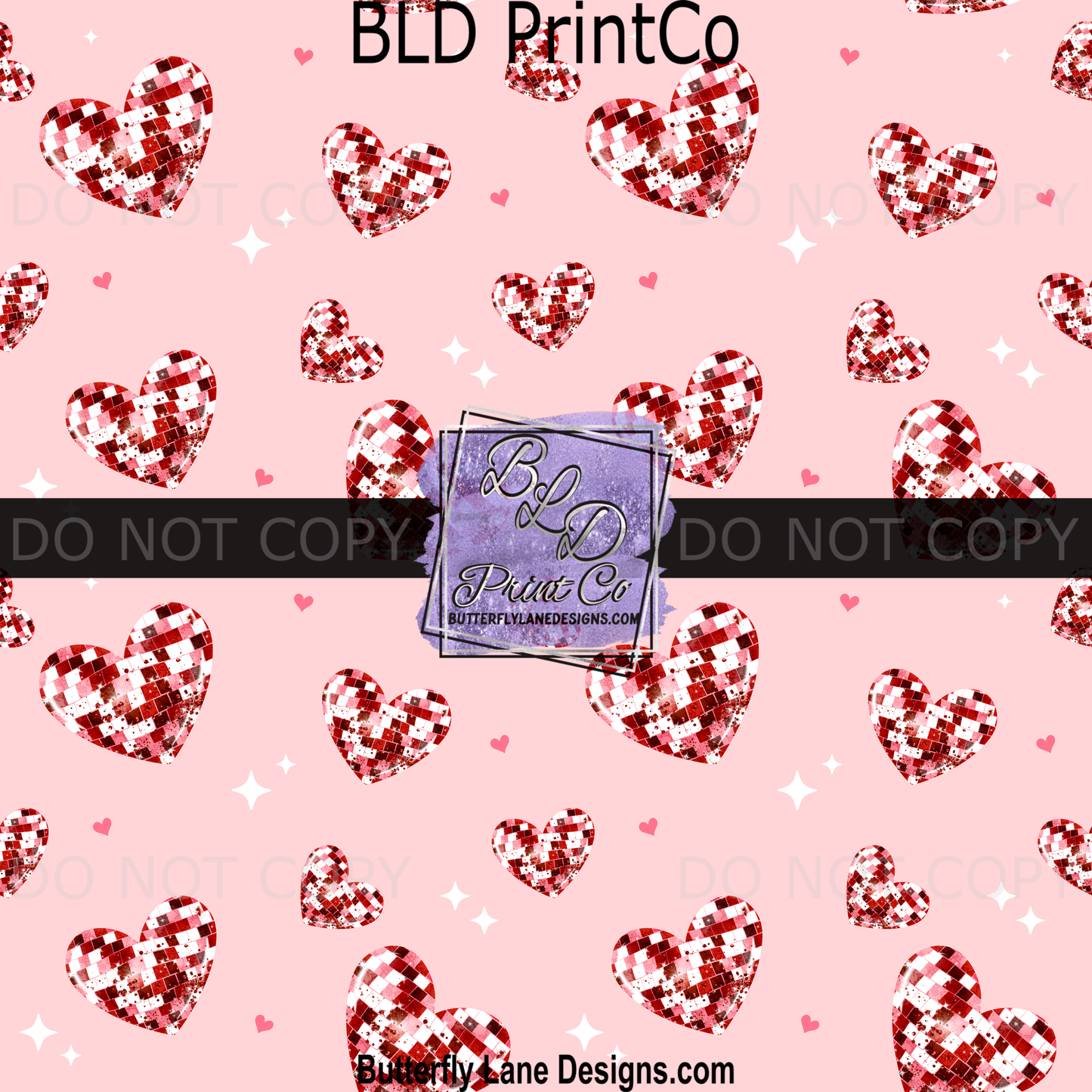 Pink Disco Ball Hearts Sparkle Seamless Pattern PV 2346