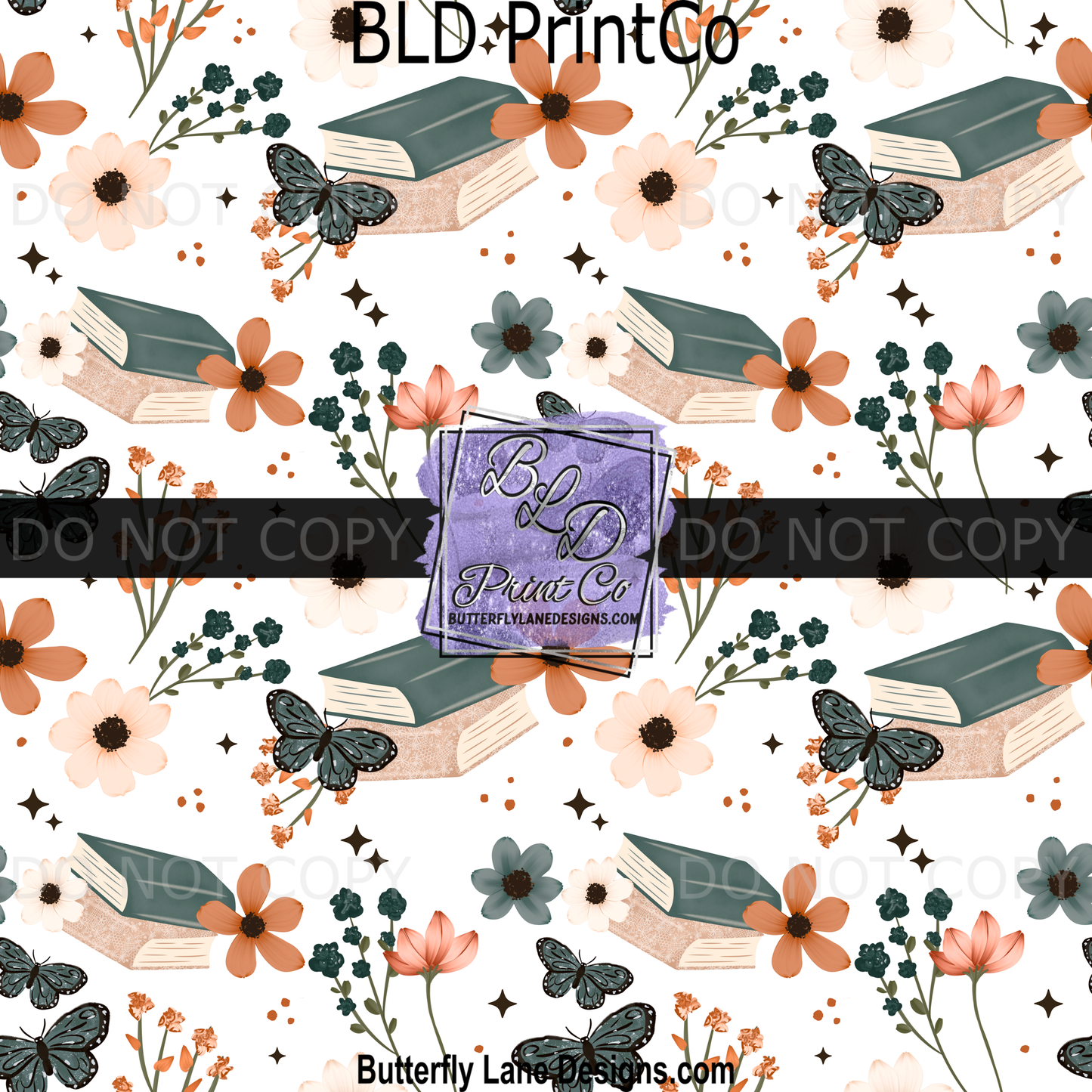 Floral Books & Butterflies Whimsical Pattern PV 2348