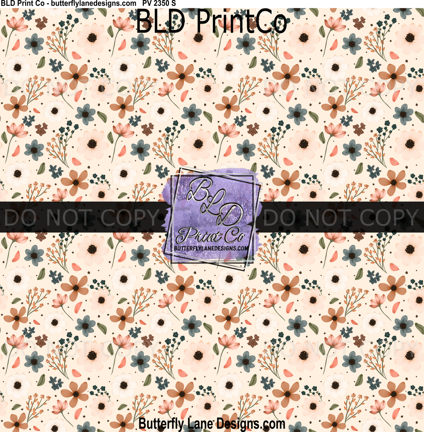 Cream & Peach Autumnal Floral Seamless Print PV2350
