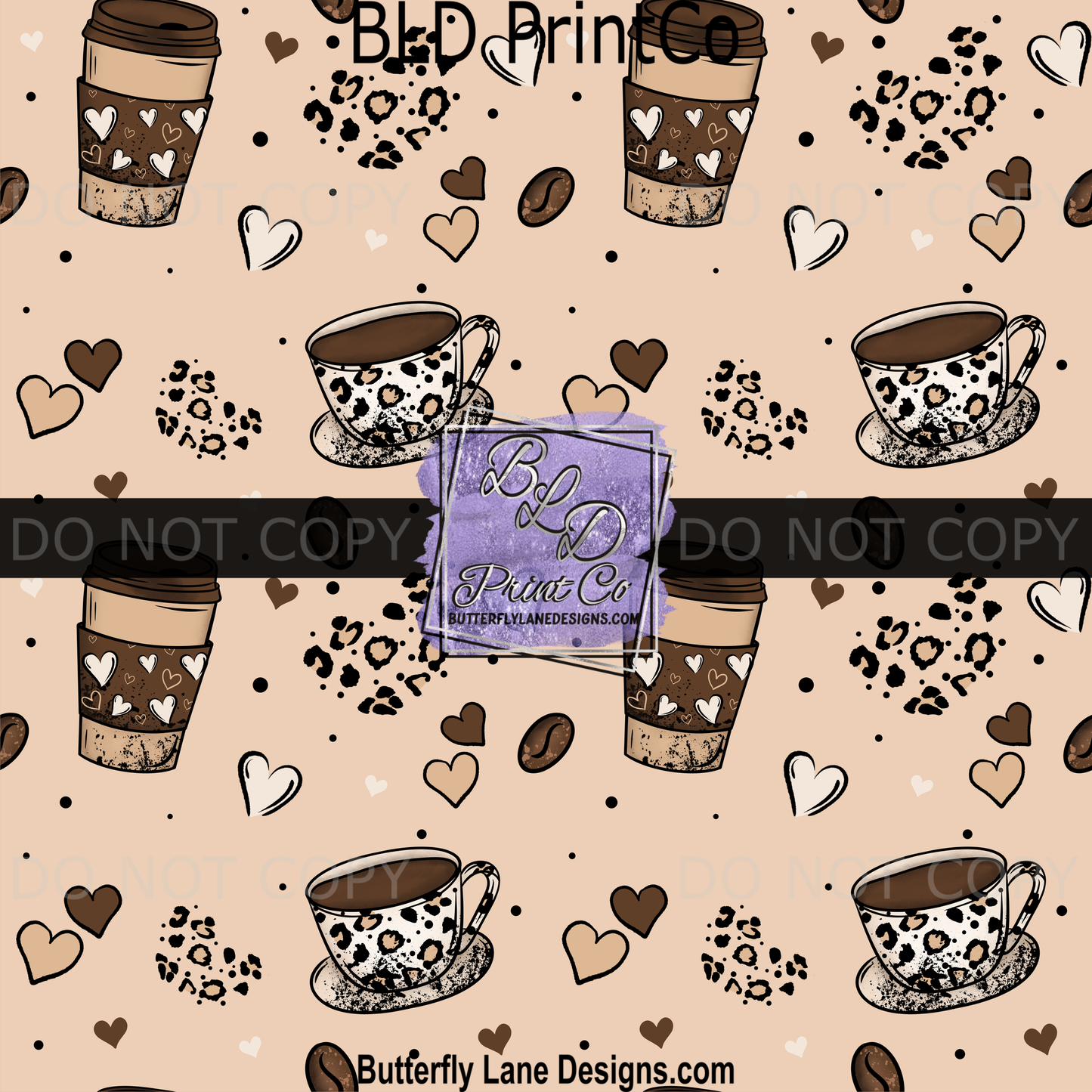 Leopard Print Coffee Cup Design | Caffeine Lover Pattern | PV 2354