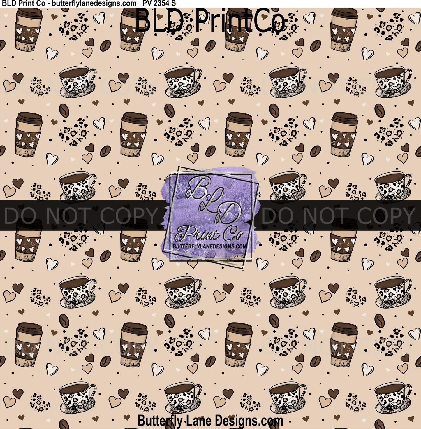 Leopard Print Coffee Cup Design | Caffeine Lover Pattern | PV 2354