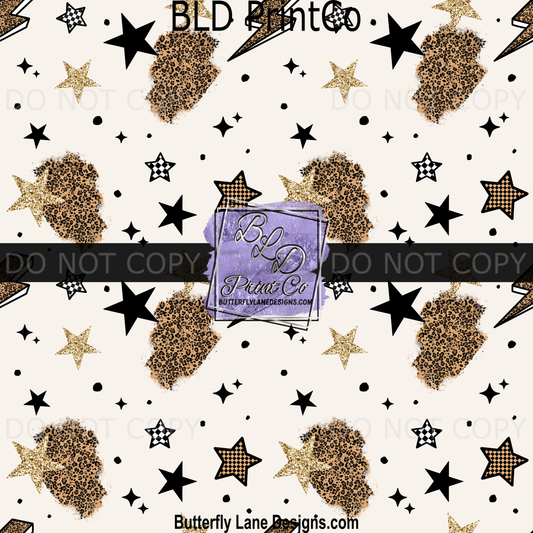 Leopard Star and Bolt Print | Glitter Rock Aesthetic | PV 2356