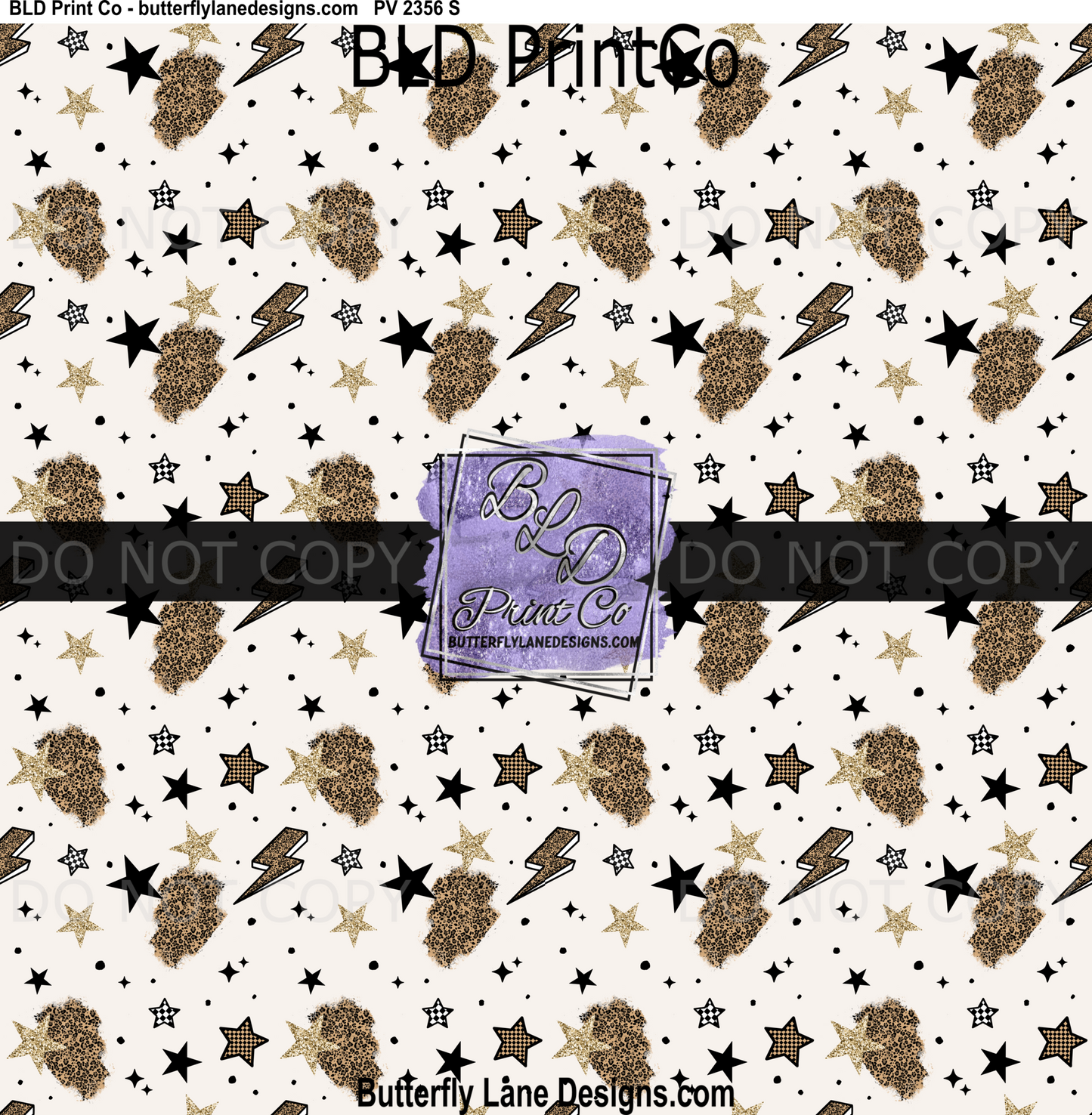 Leopard Star and Bolt Print | Glitter Rock Aesthetic | PV 2356