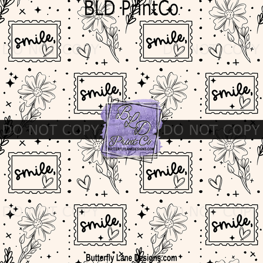 Smile Stamp Print | Floral and Postage Stamp Design | PV 2368