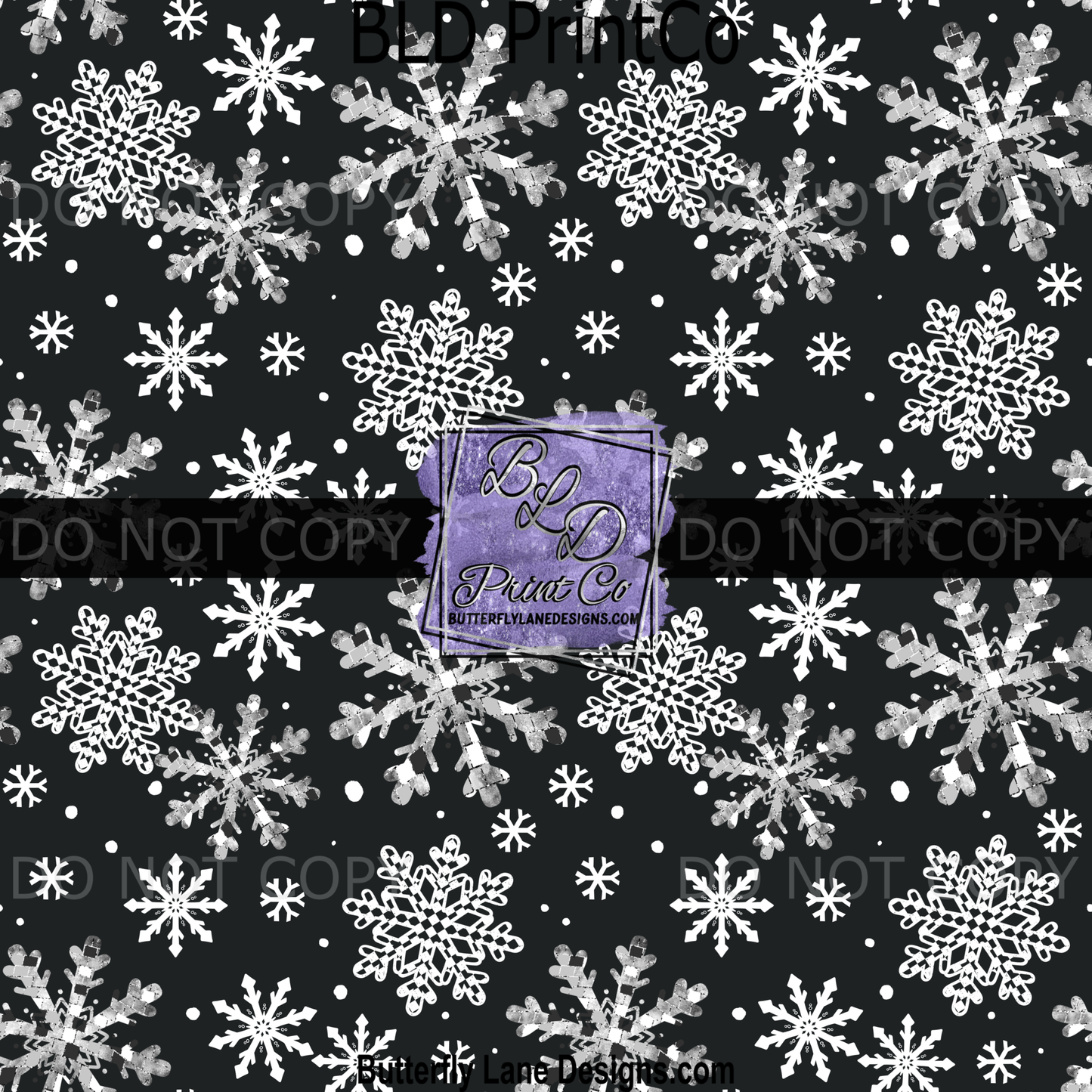 Snowflakes Collage Print | Silver Glitter and White Snowflake Design | PV 2369