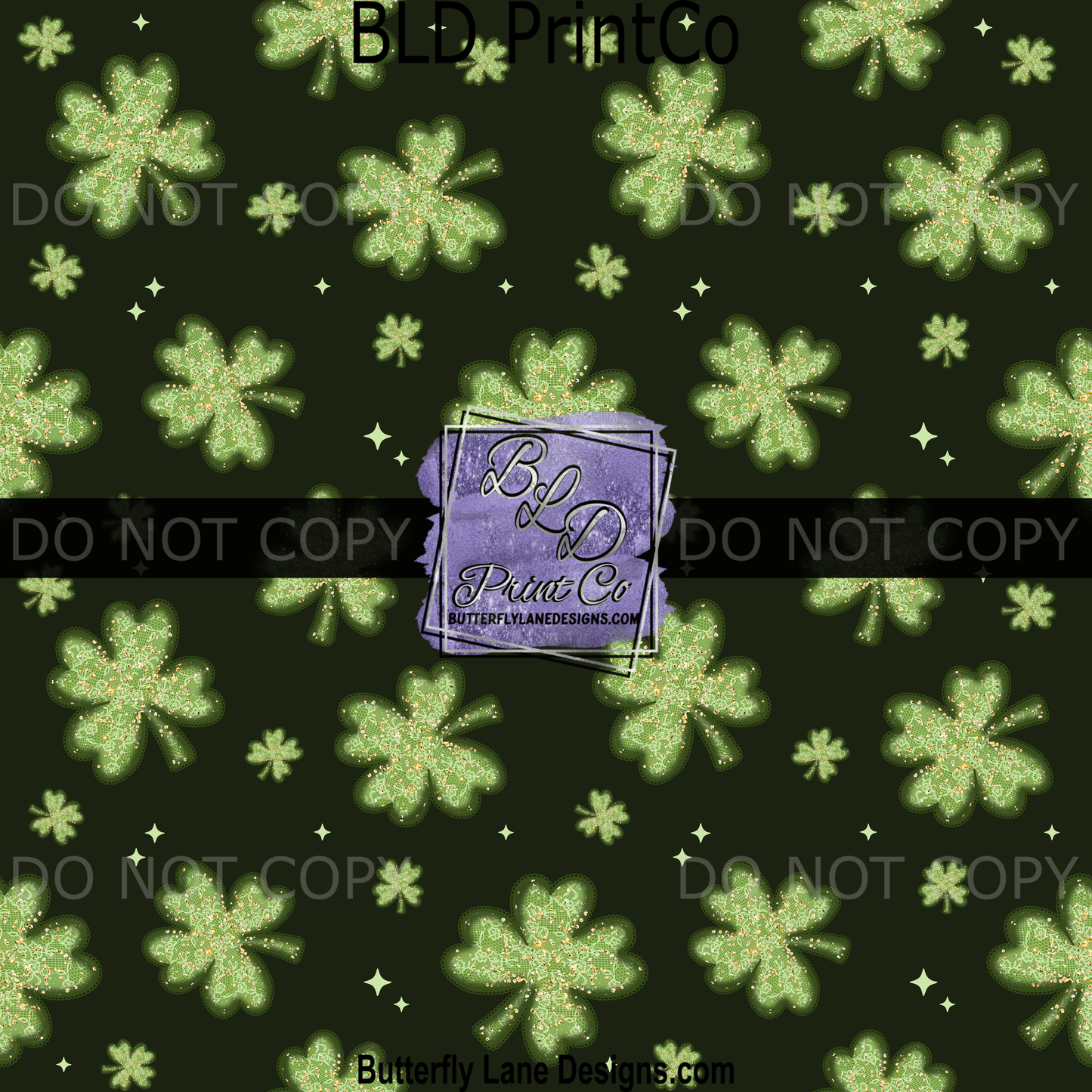 Sparkle Lace Shamrocks Print | Glitter Clover and Star Design | PV 2373