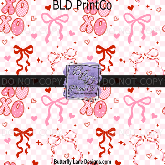 Xoxo Bow Print | Pink Gingham and Ribbon Design | PV 2376