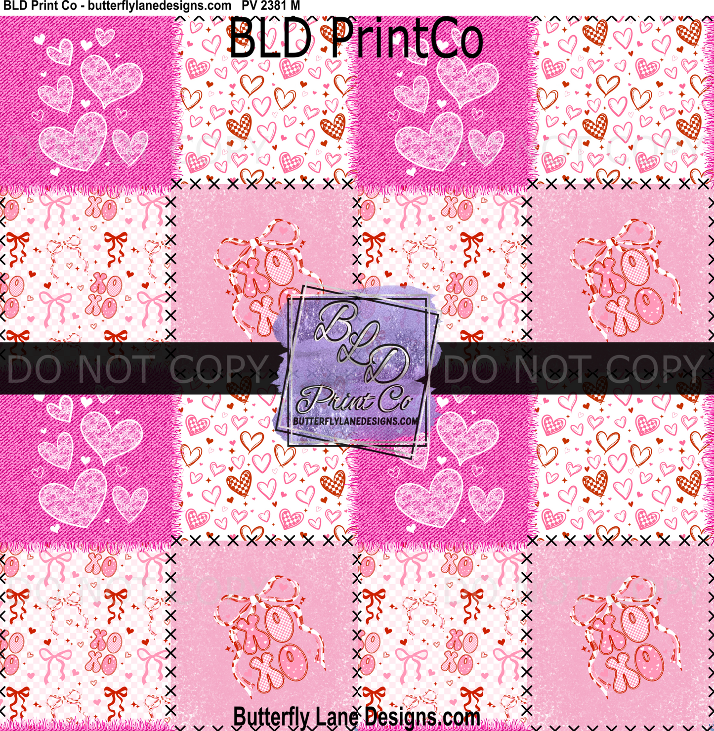 XoXo  Pink & Red hearts- Valentine- quilt pattern : PV 2381 BLD