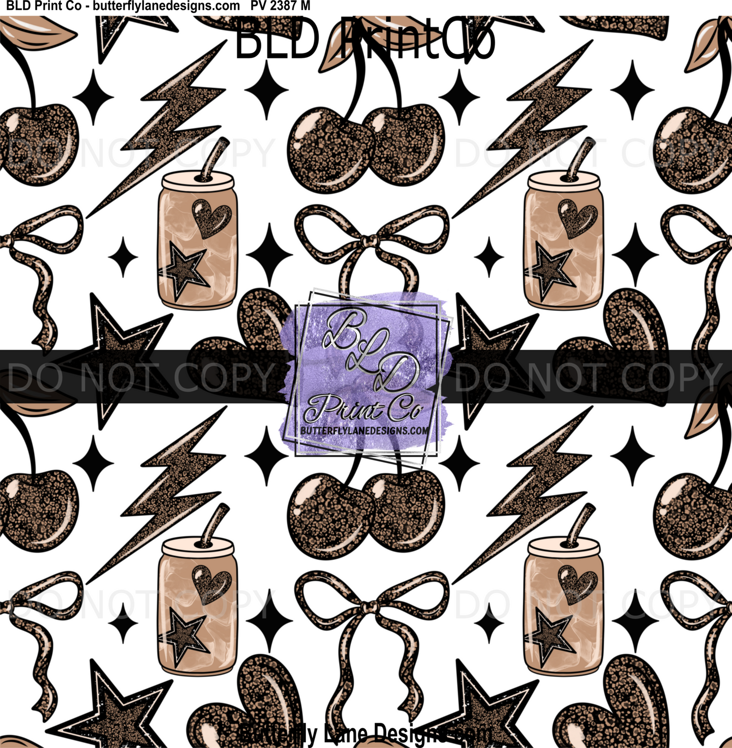 Cheetah pattern Cherries-Coffee : PV 2387 BLD