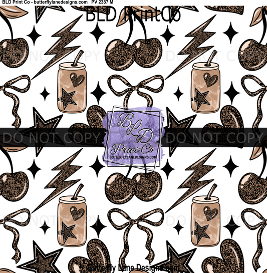 Cheetah pattern Cherries-Coffee : PV 2387 BLD