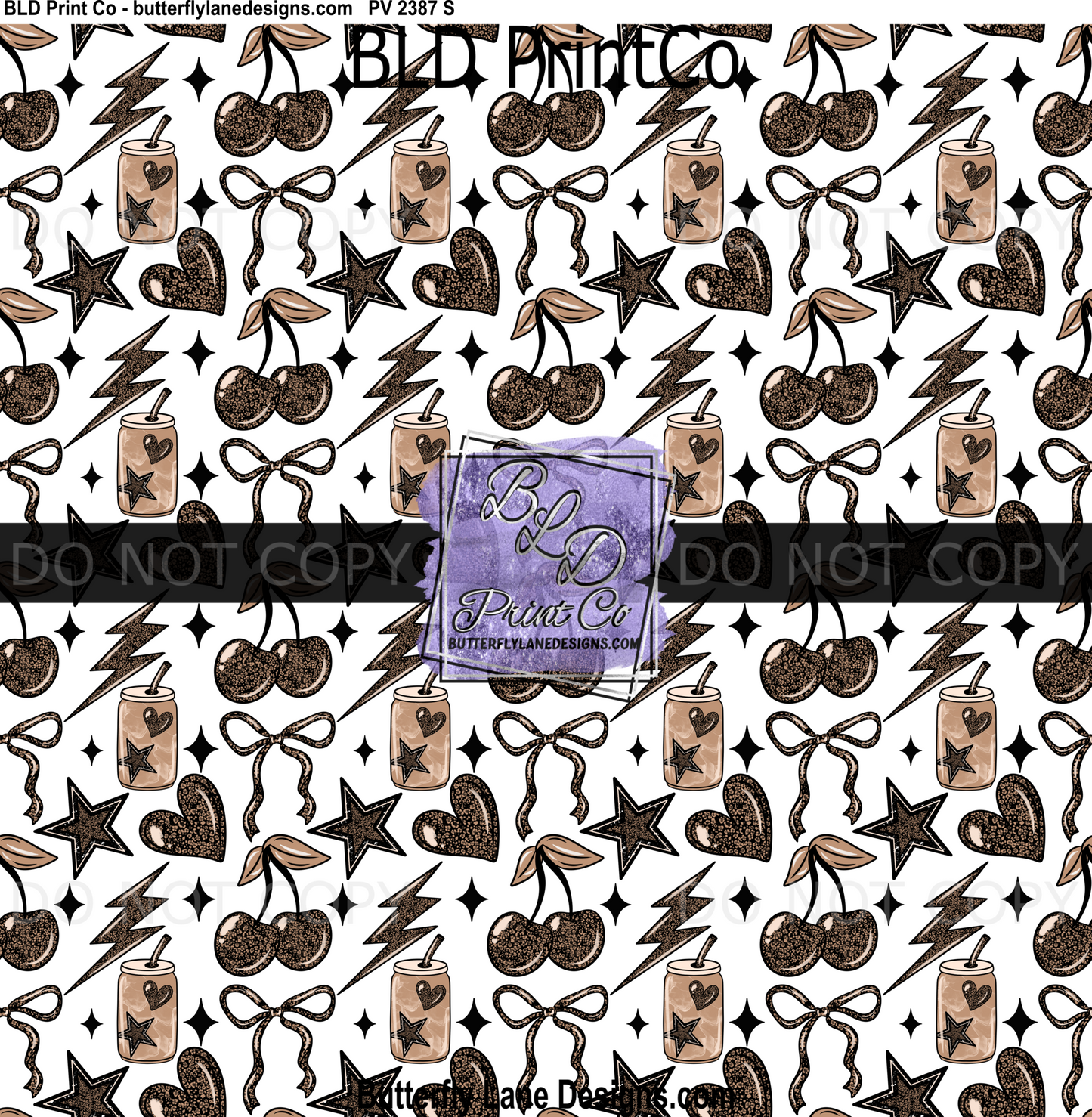 Cheetah pattern Cherries-Coffee : PV 2387 BLD