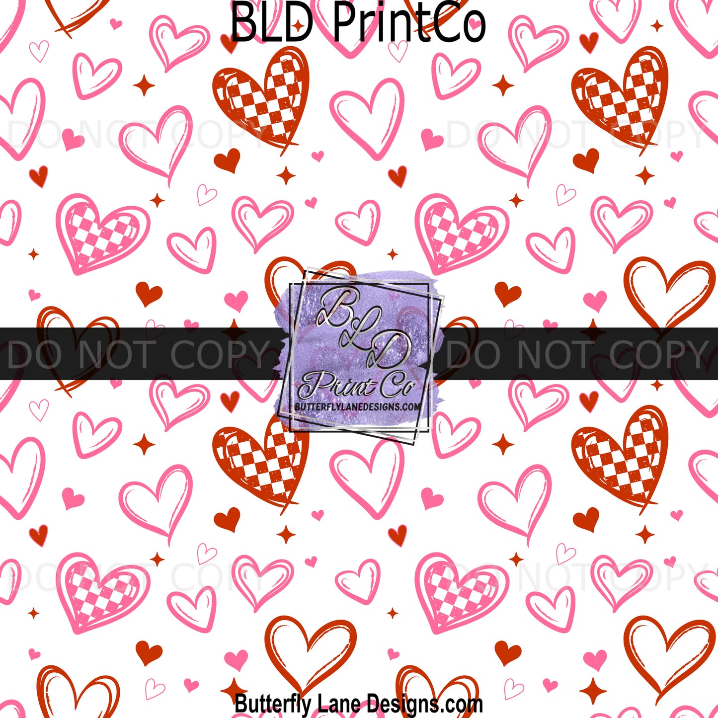 Checkered Heart Collage Print | Pink and Red Heart Design | PV 2388