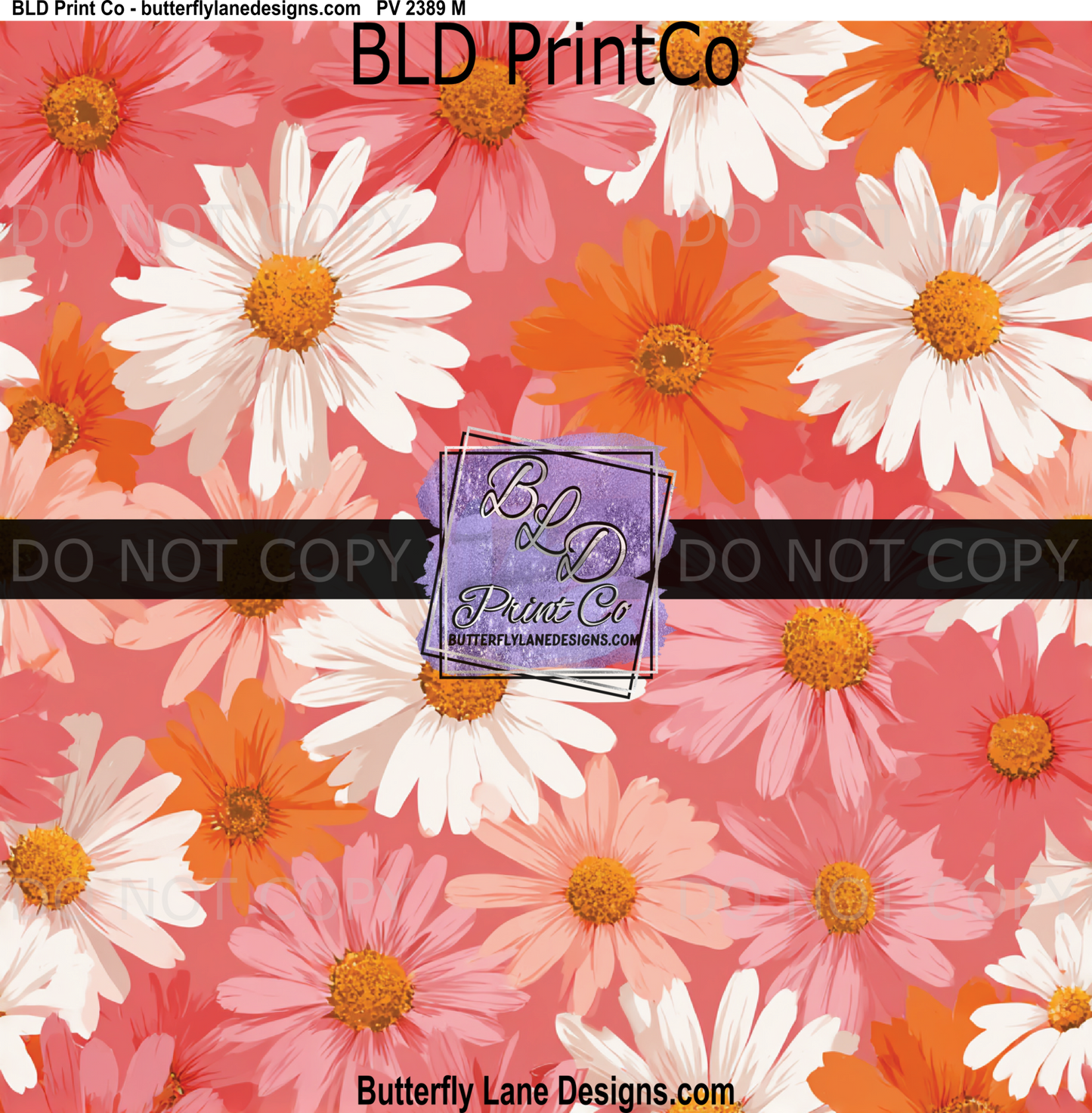 Vibrant Spring Daisy | Pink and Orange Floral Seamless Pattern | PV 2389
