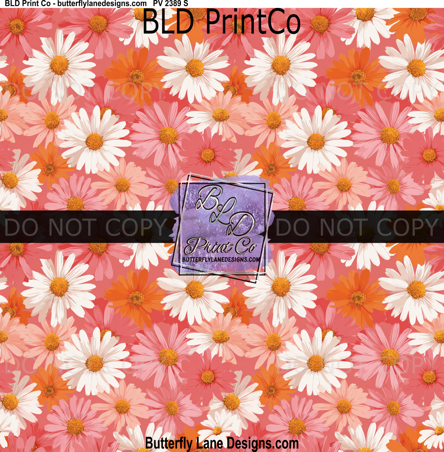 Vibrant Spring Daisy | Pink and Orange Floral Seamless Pattern | PV 2389