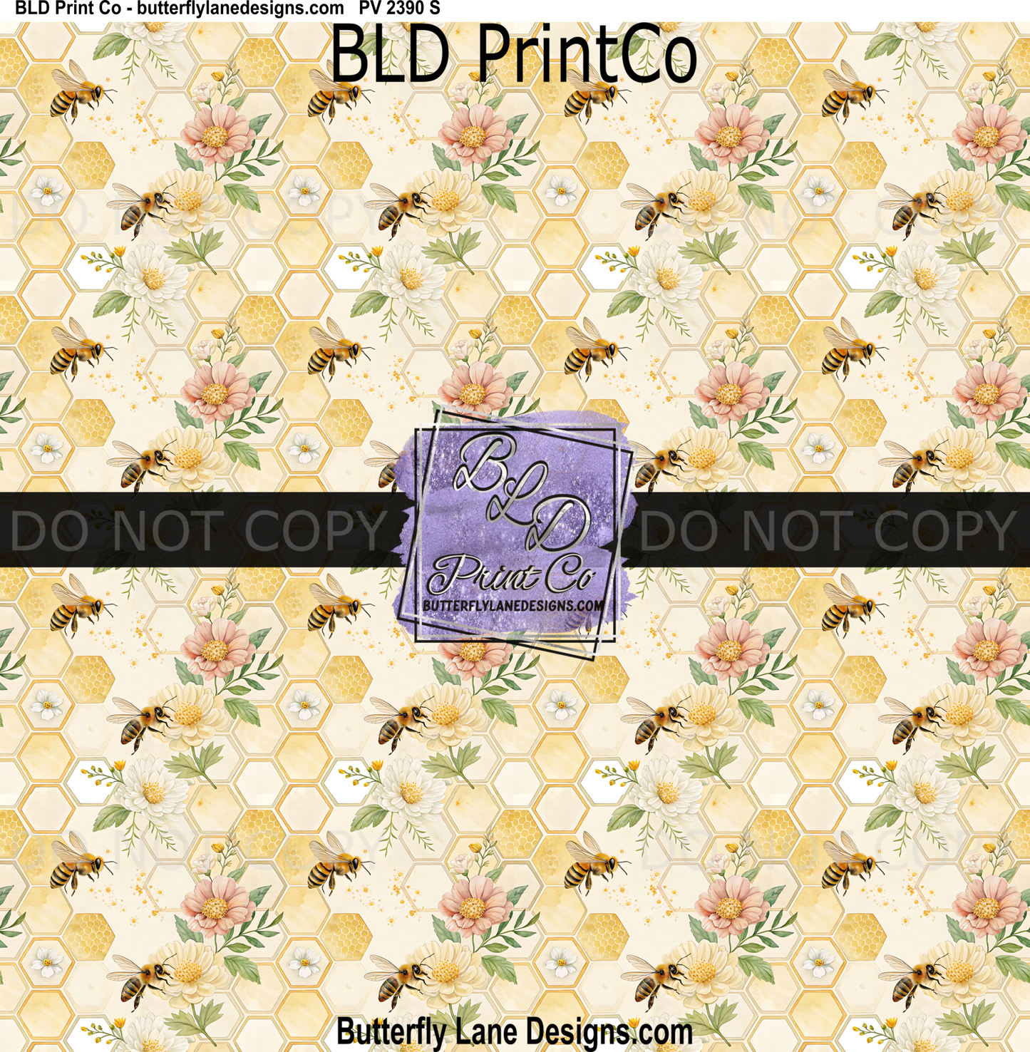 Golden Honeycomb Garden | Watercolor Bee & Wildflower | PV 2390
